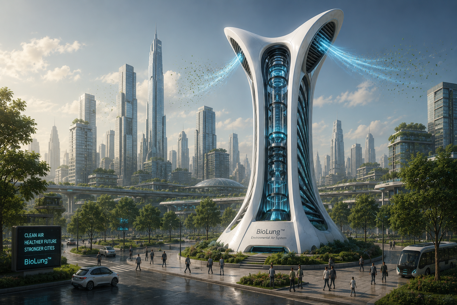 BioLung concept integrated into a city environmental setting